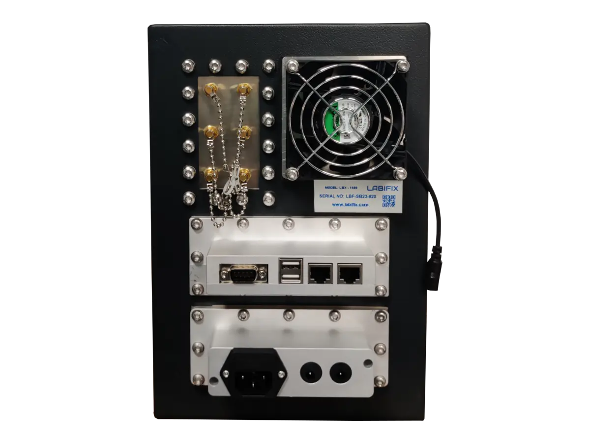 LBX1400 portable rf proof enclosure rear panel with rf ports for emc testing