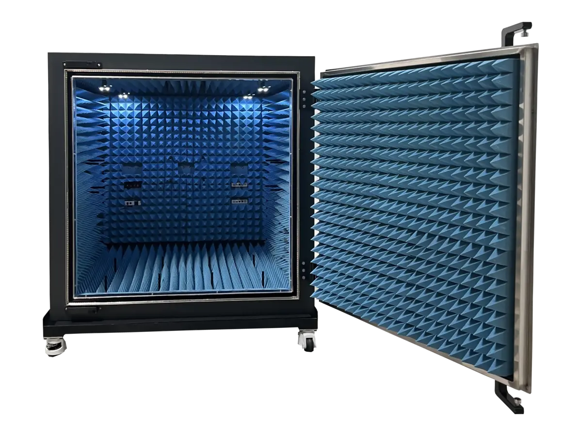 interior view of LBX9300 standalone RF room for antenna arrays, OTA testing, and aerospace diagnostics