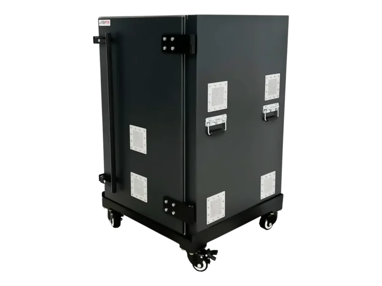 front-left view of LBX7500 standalone RF screen room for cybersecurity hardware and secure device testing