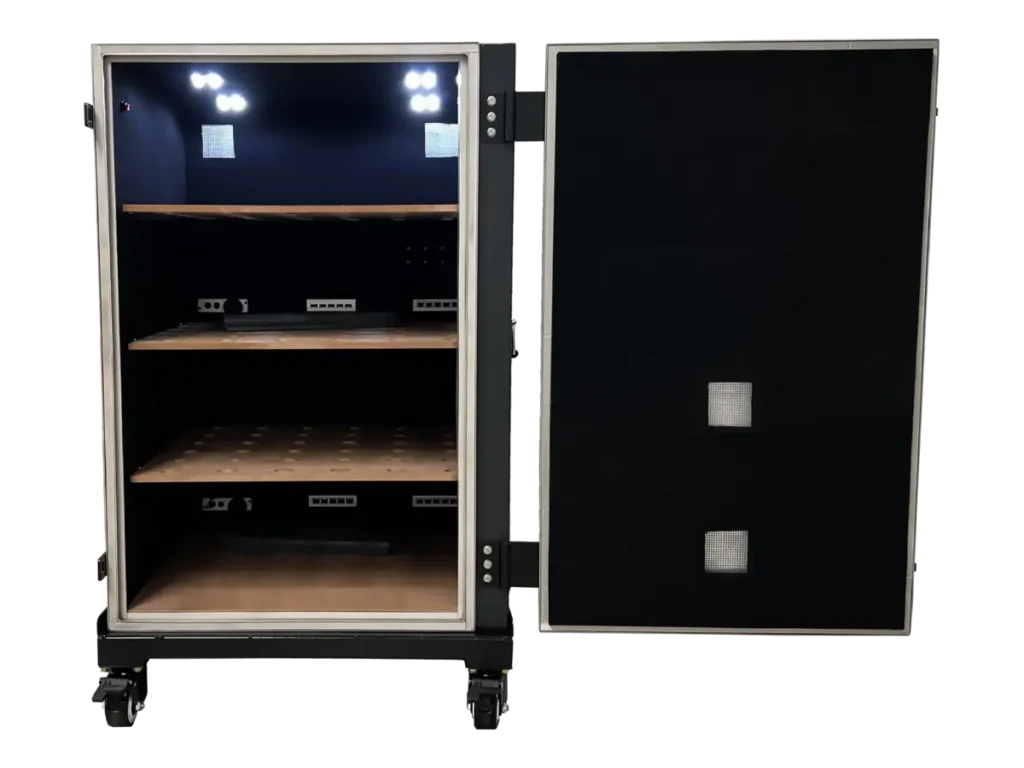 interior view of LBX7500 standalone RF screen room for satellite systems and antenna characterization
