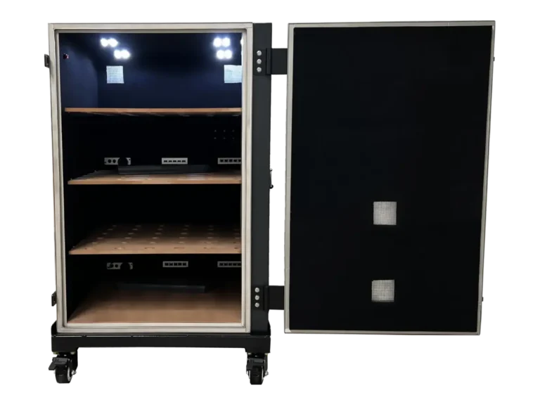 interior view of LBX7500 standalone RF screen room for satellite systems and antenna characterization