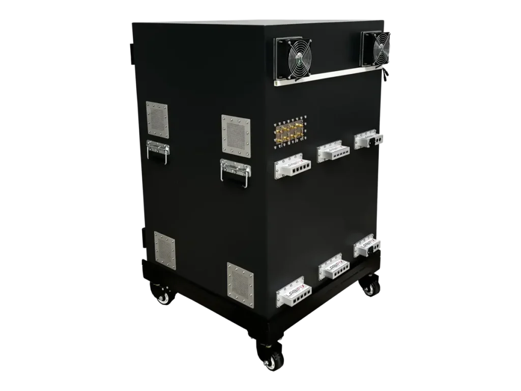 LBX7500 standalone RF screen room rear-left view for medical electronics and research institution testing