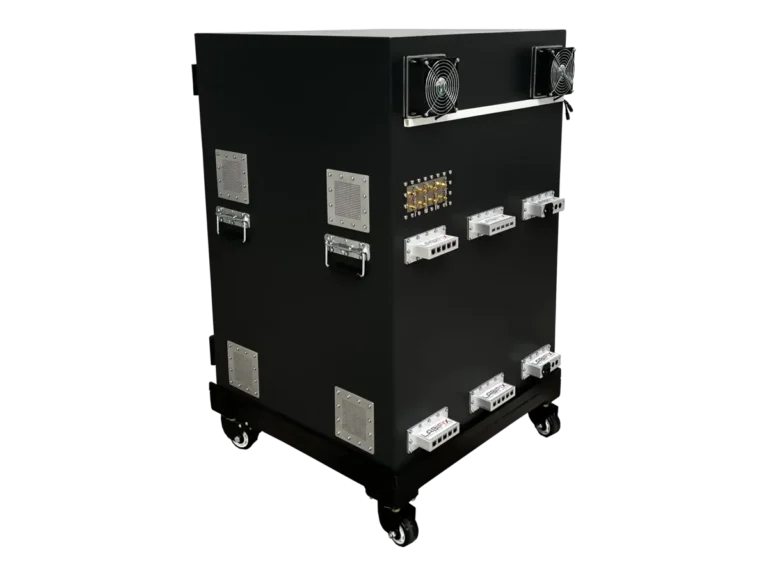LBX7500 standalone RF screen room rear-left view for medical electronics and research institution testing