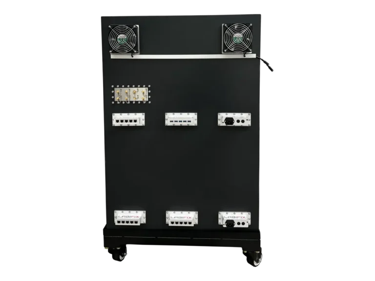 rear view of LBX7500 standalone RF screen room with control interfaces for smart manufacturing validation