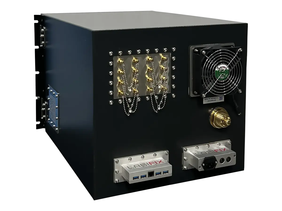 rear view of LBX4000A rackmount rf enclosure with rf and control system integration