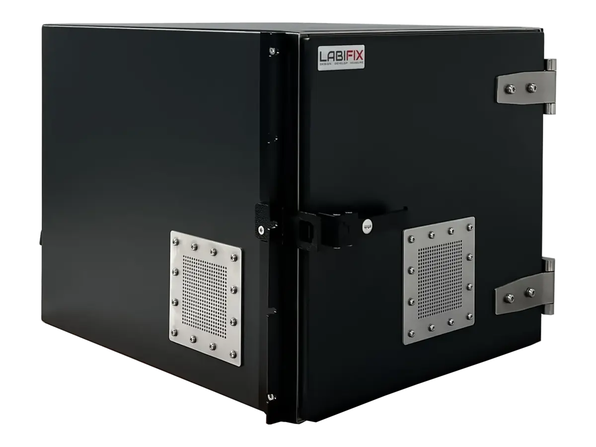LBX4070 rf shield enclosure front-right view for automotive connectivity testing