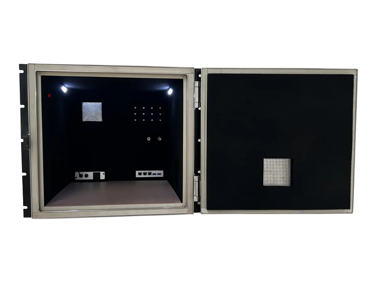 interior view of LBX4070 rf shield enclosure with absorber for mimo and antenna testing