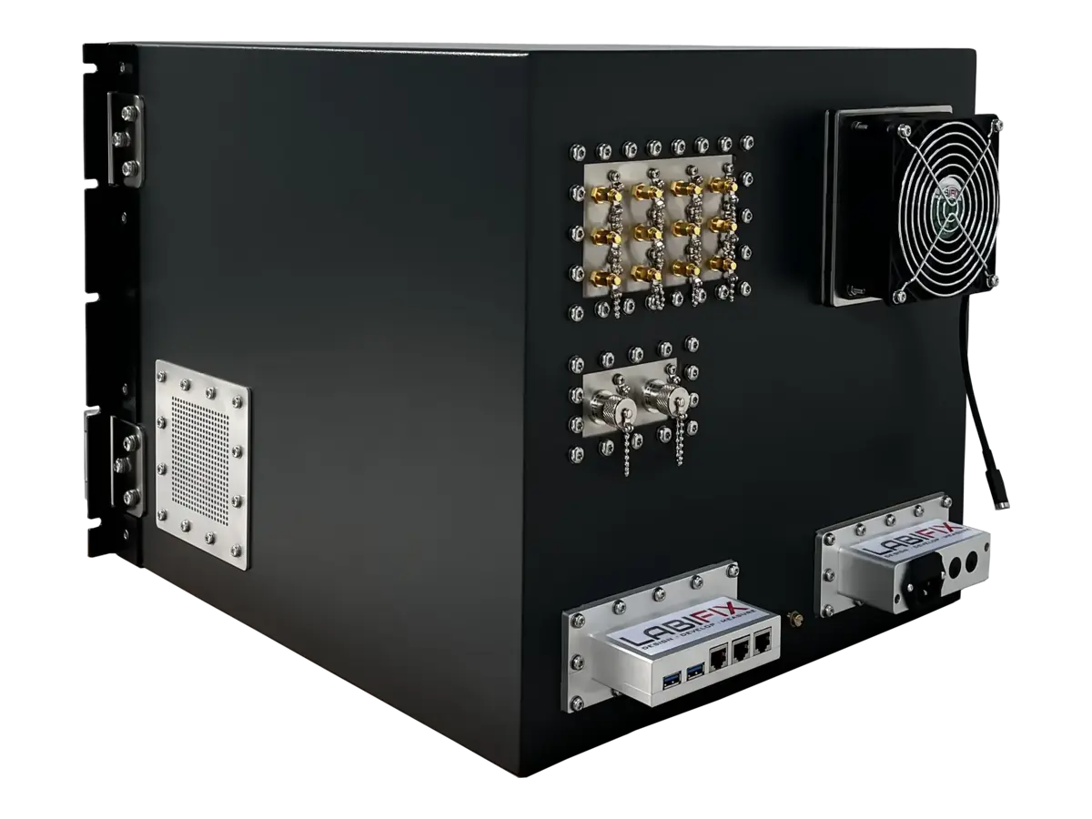 LBX4070 rf shield enclosure rear-left view for defense communication testing