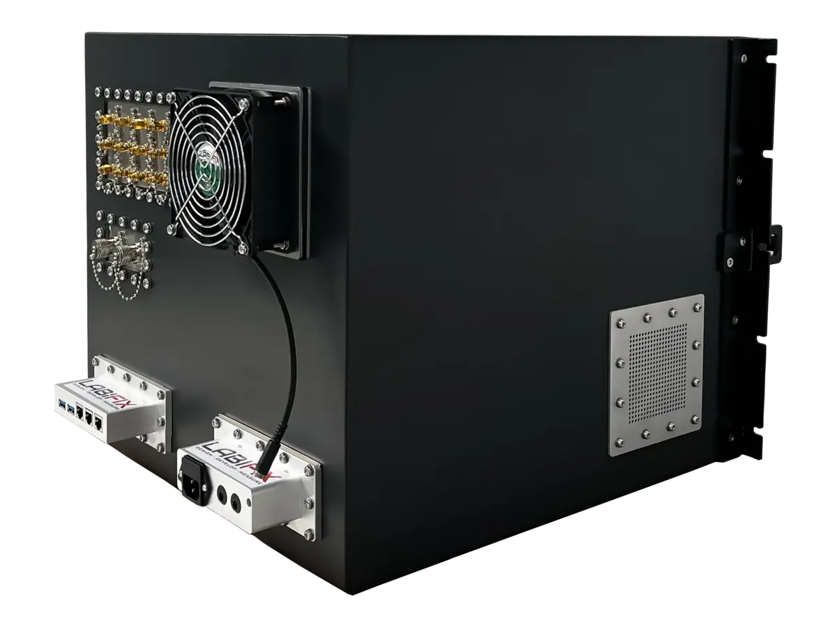 rear-right view of LBX4070 rackmount rf shielding enclosure for high throughput testing