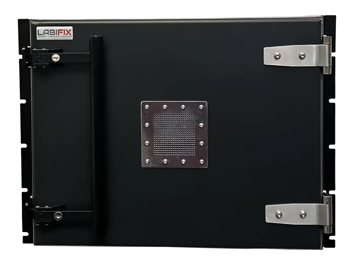 front view of LBX4950 rackmount rf enclosure for rf performance benchmarking
