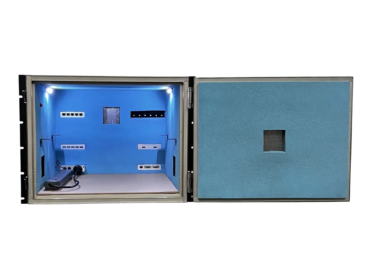 interior view of LBX4950 rf shield enclosure for antenna and mimo testing