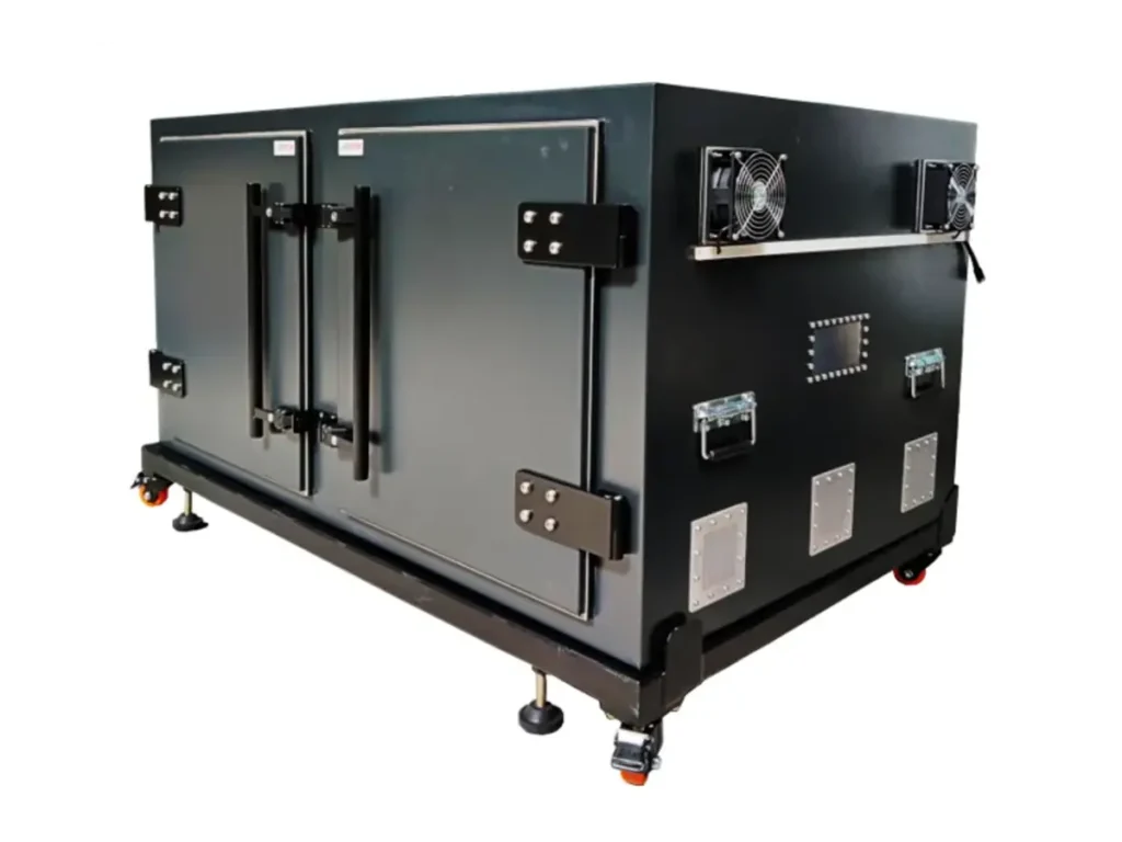 front-left view of LBX8000 rackmount rf shield enclosure for wireless coexistence testing