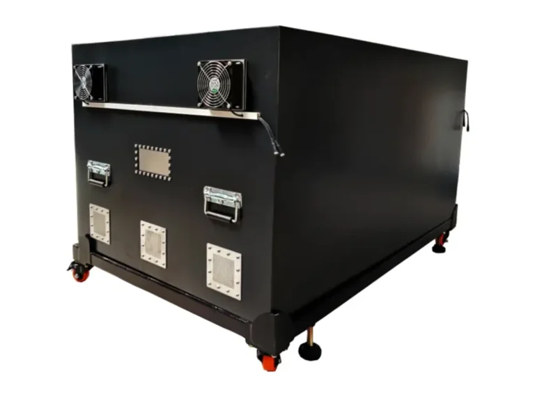 rear-right view of LBX8000 rackmount rf shielding enclosure for research lab testing