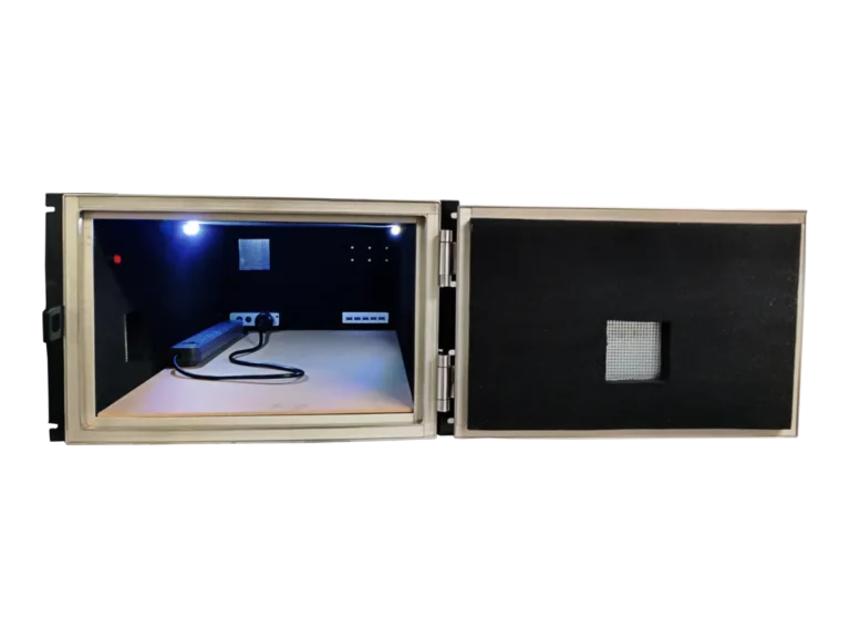 interior view of LBX2040 rf shield rack with absorber layout for mimo evaluation