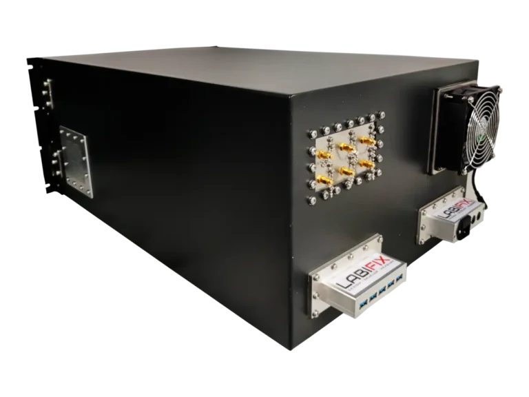 LBX2040 rf shield rack rear-left view in telecom equipment validation environment