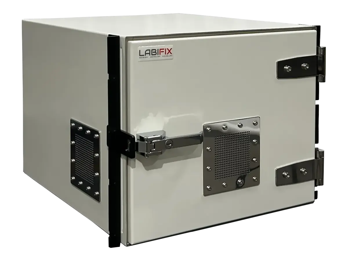 LBX4012 rf shield rack front-right view in automotive electronics validation setup