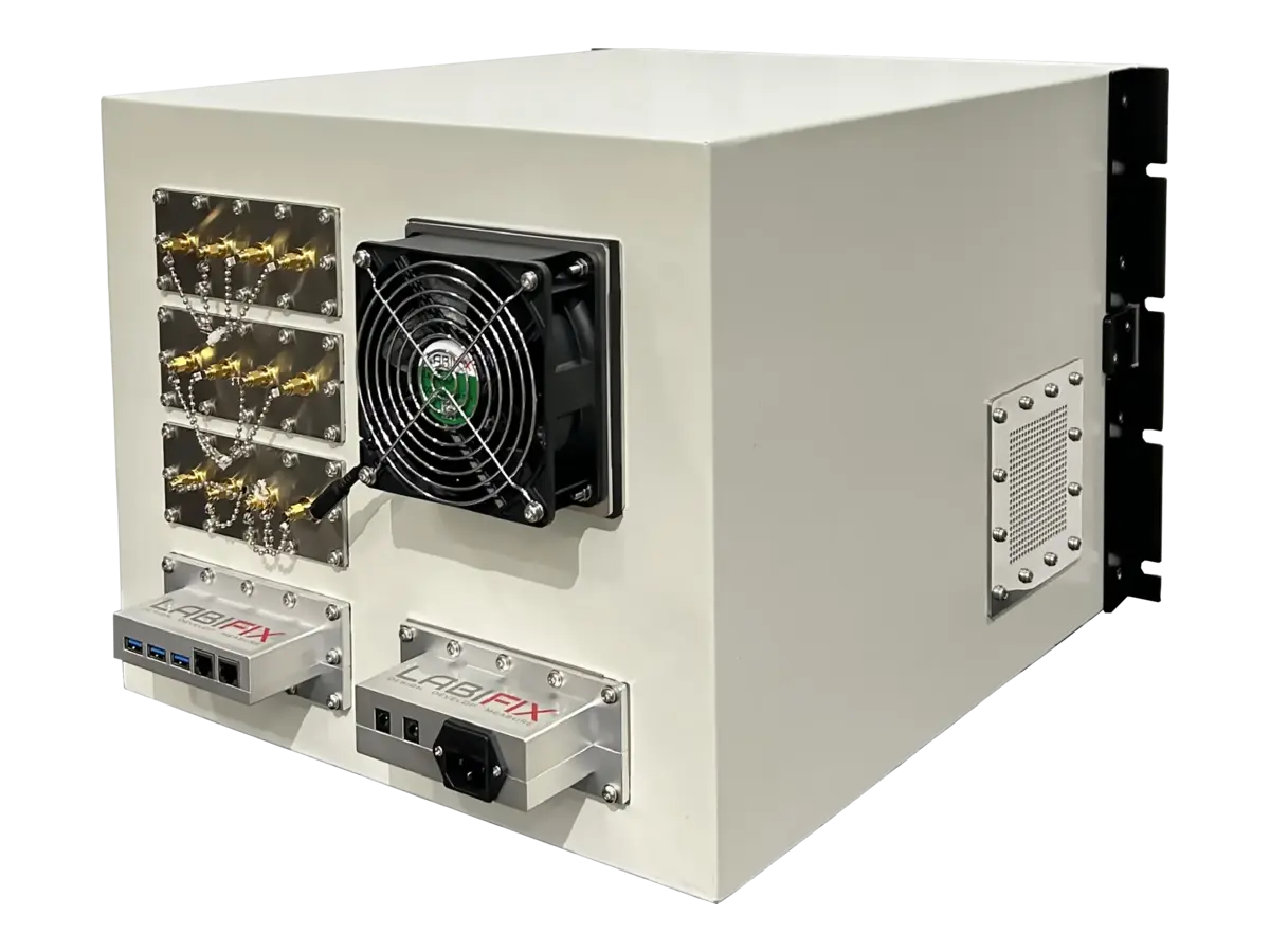 rear-right view of LBX4012 rackmount rf shield rack for high throughput validation