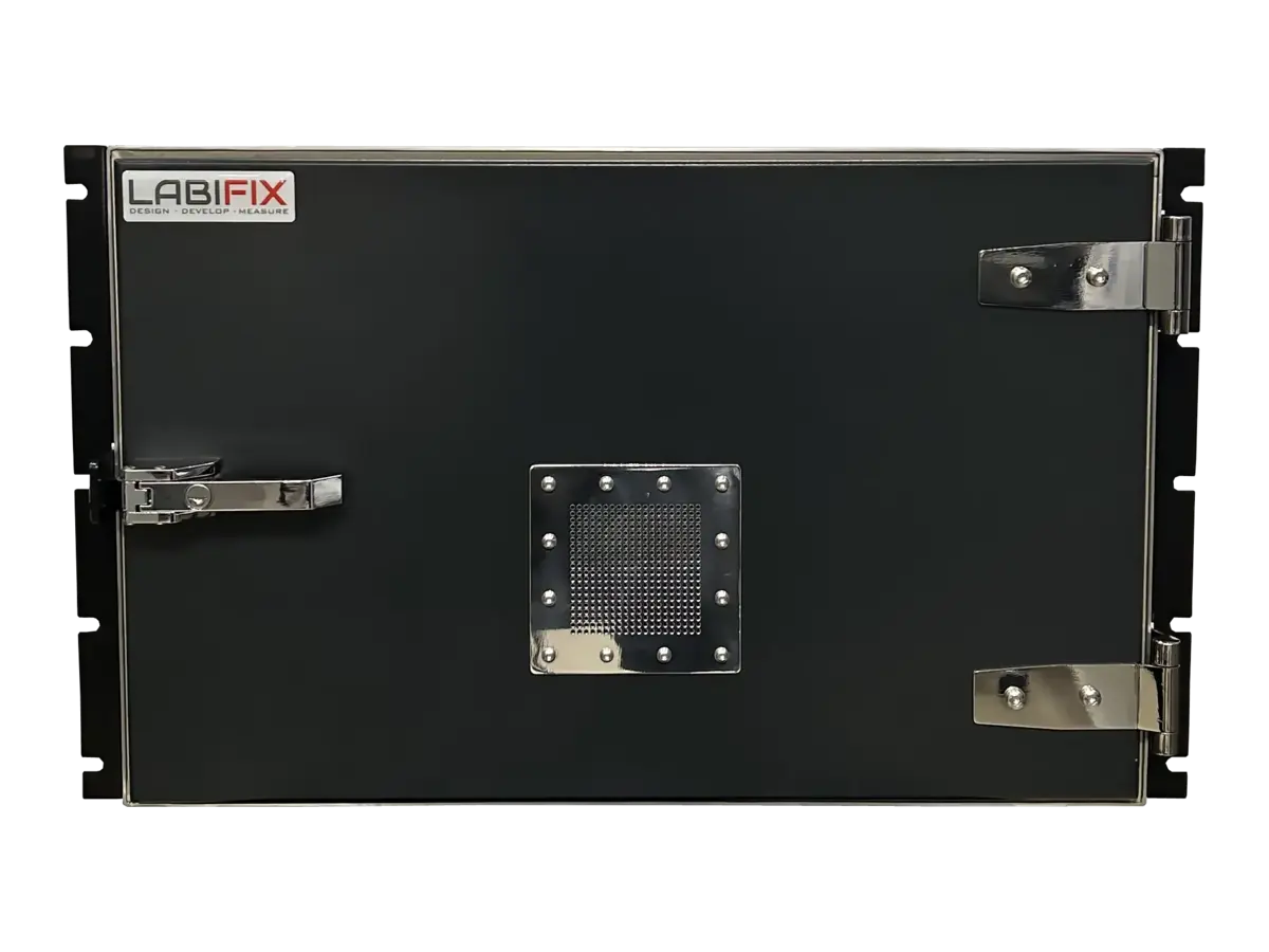 front view of LBX5350 rackmount rf shield rack for network equipment validation