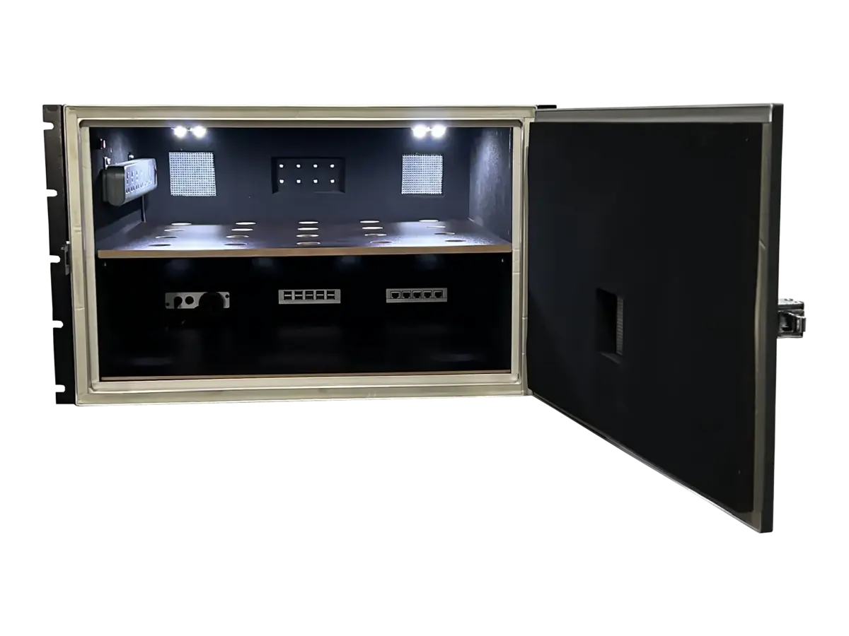 interior view of LBX5350 rf shield rack for antenna characterization and mimo testing