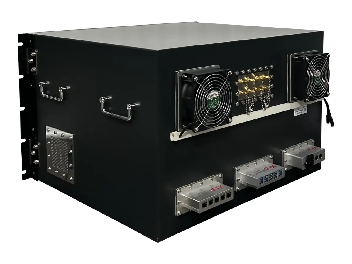LBX5350 rf shield rack rear-left view for maritime communication testing