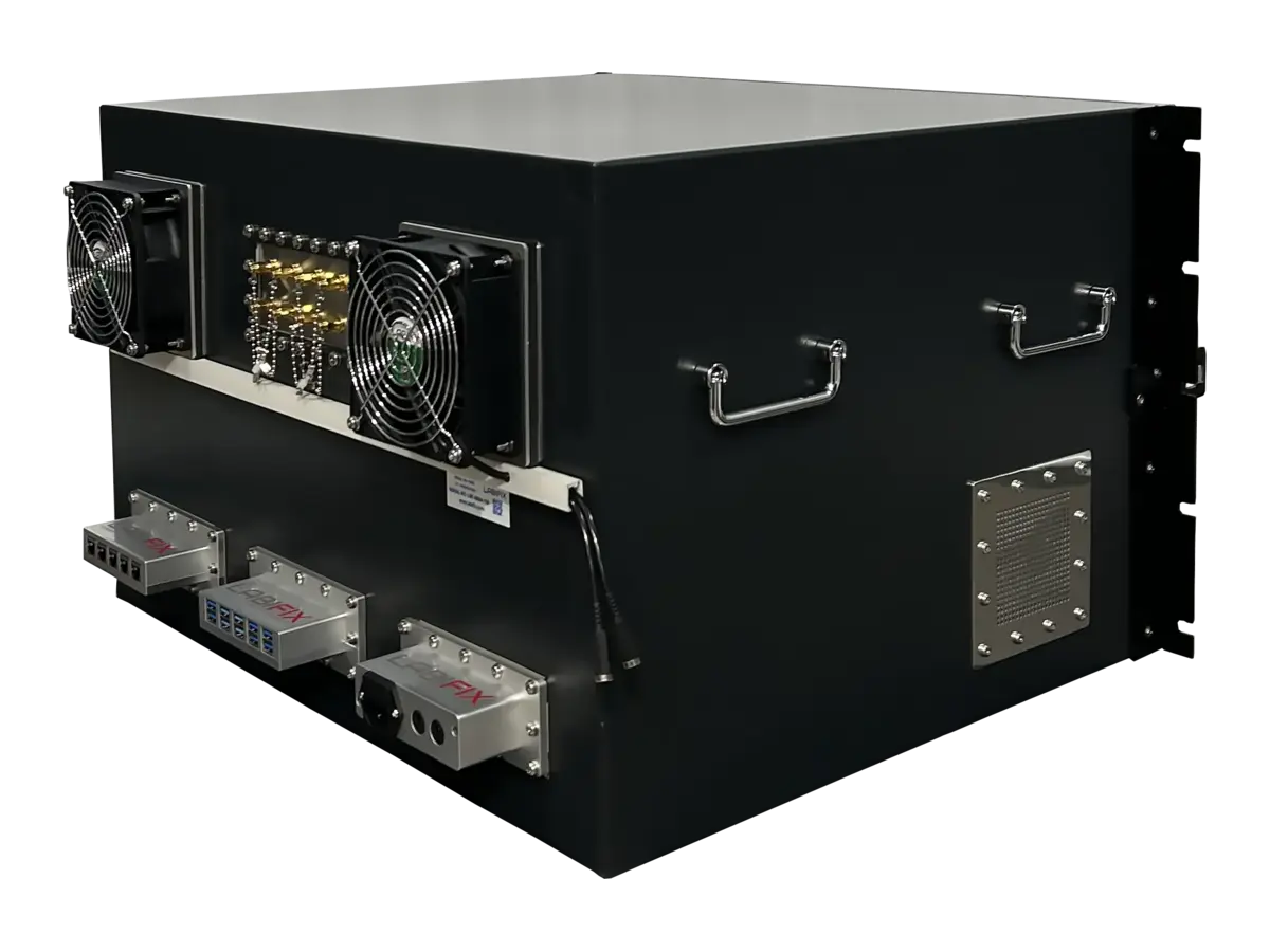 rear-right view of LBX5350 rackmount rf shield rack for research and development testing
