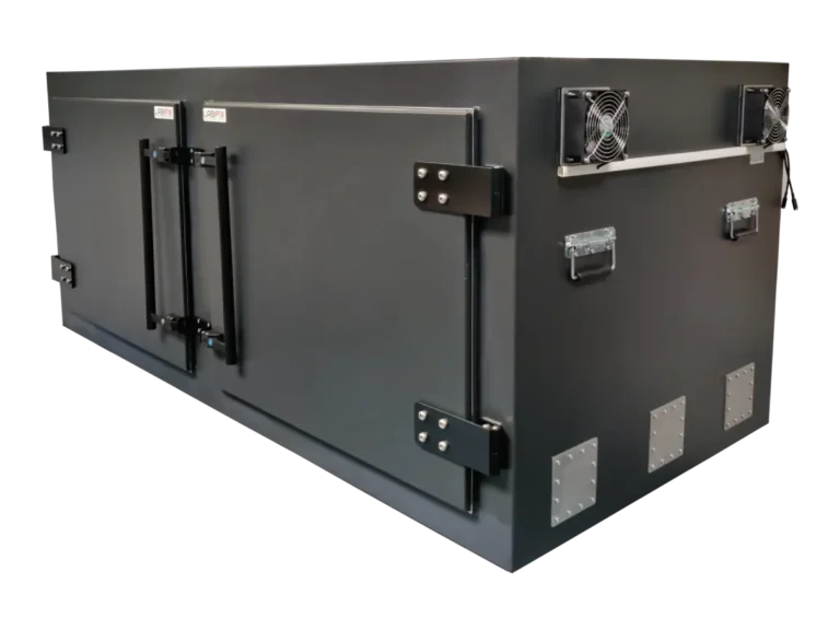 front-left view of LBX8040 rackmount rf shield rack for antenna characterization testing