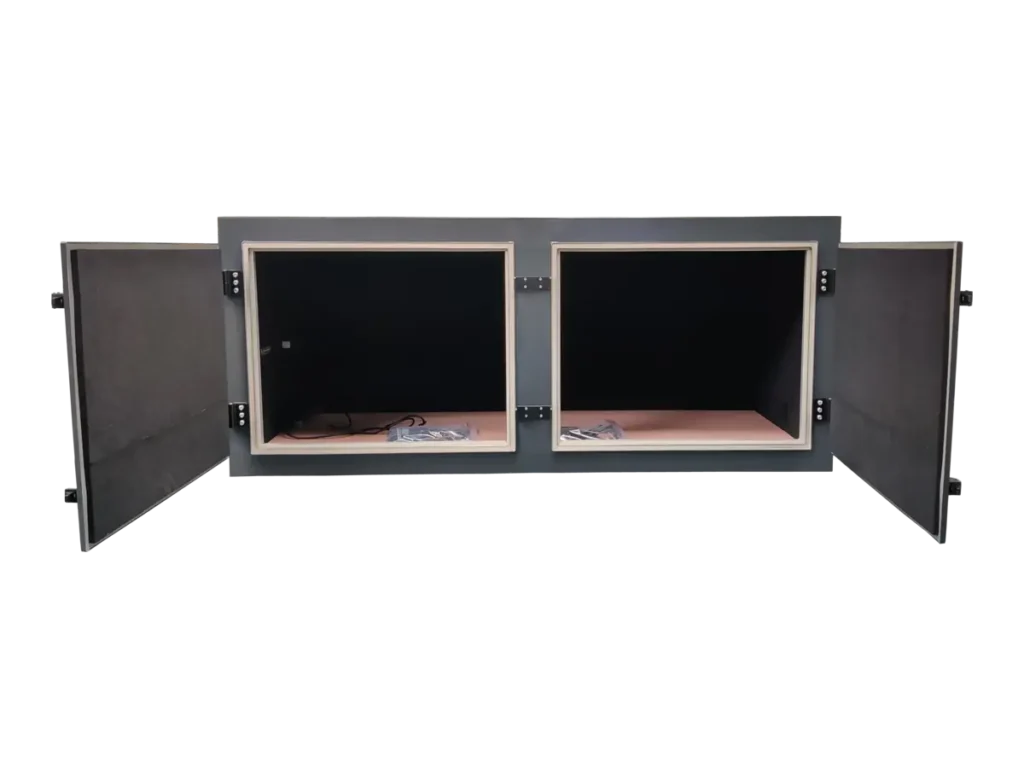 interior view of LBX8040 rf shield rack for antenna and mimo testing