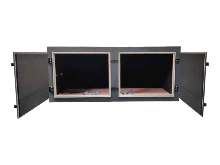 interior view of LBX8040 rf shield rack for antenna and mimo testing