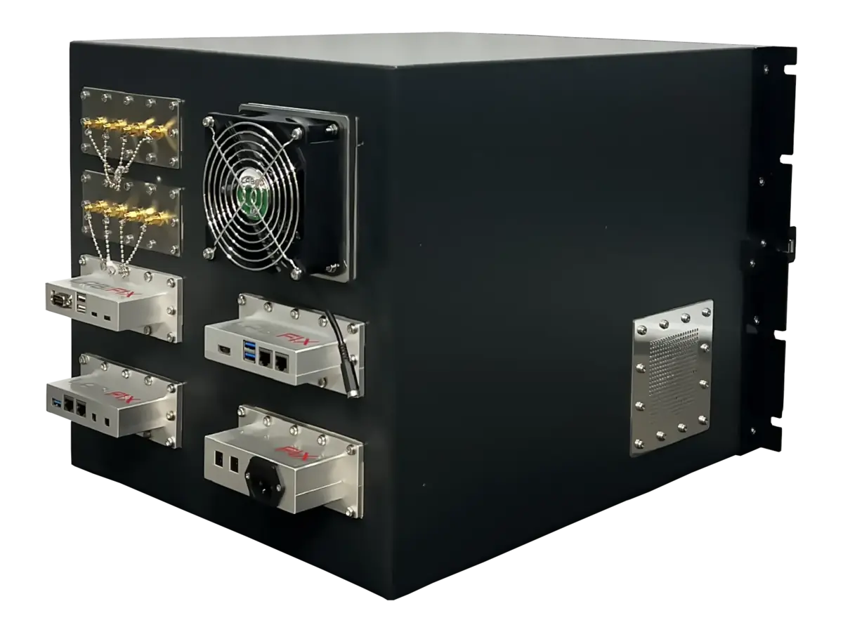 rear-right view of LBX4002 rackmount rf shielding cabinet for high throughput validation
