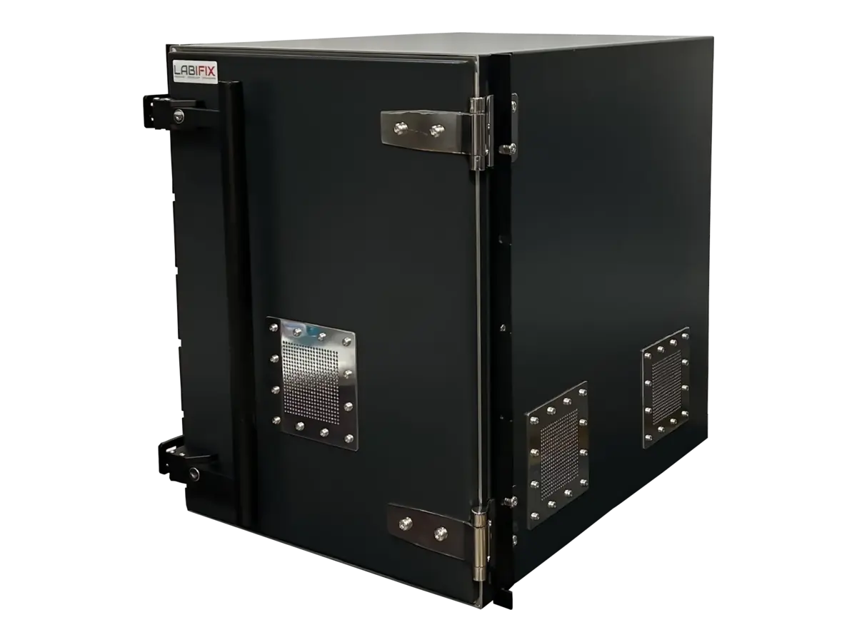 front-left view of LBX4080 rackmount rf shielded cabinet for wireless coexistence testing
