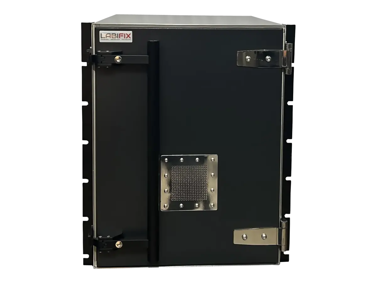 front view of LBX4080 rackmount rf cabinet for device certification testing