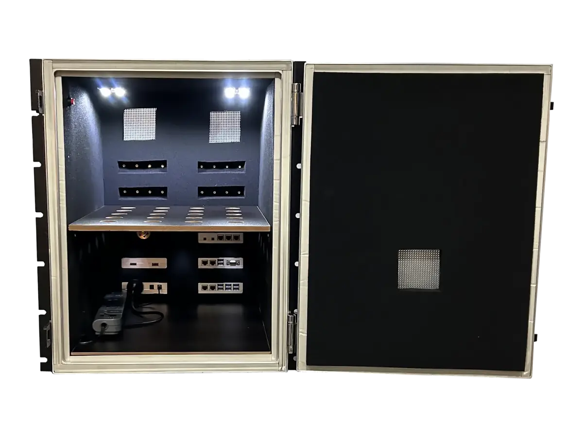 interior view of LBX4080 rf shielded cabinet for antenna characterization and mimo testing