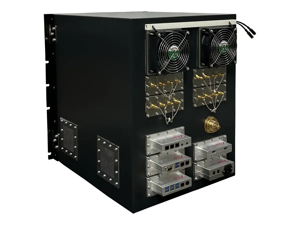 LBX4080 rf shielded cabinet rear-left view for aerospace communication testing