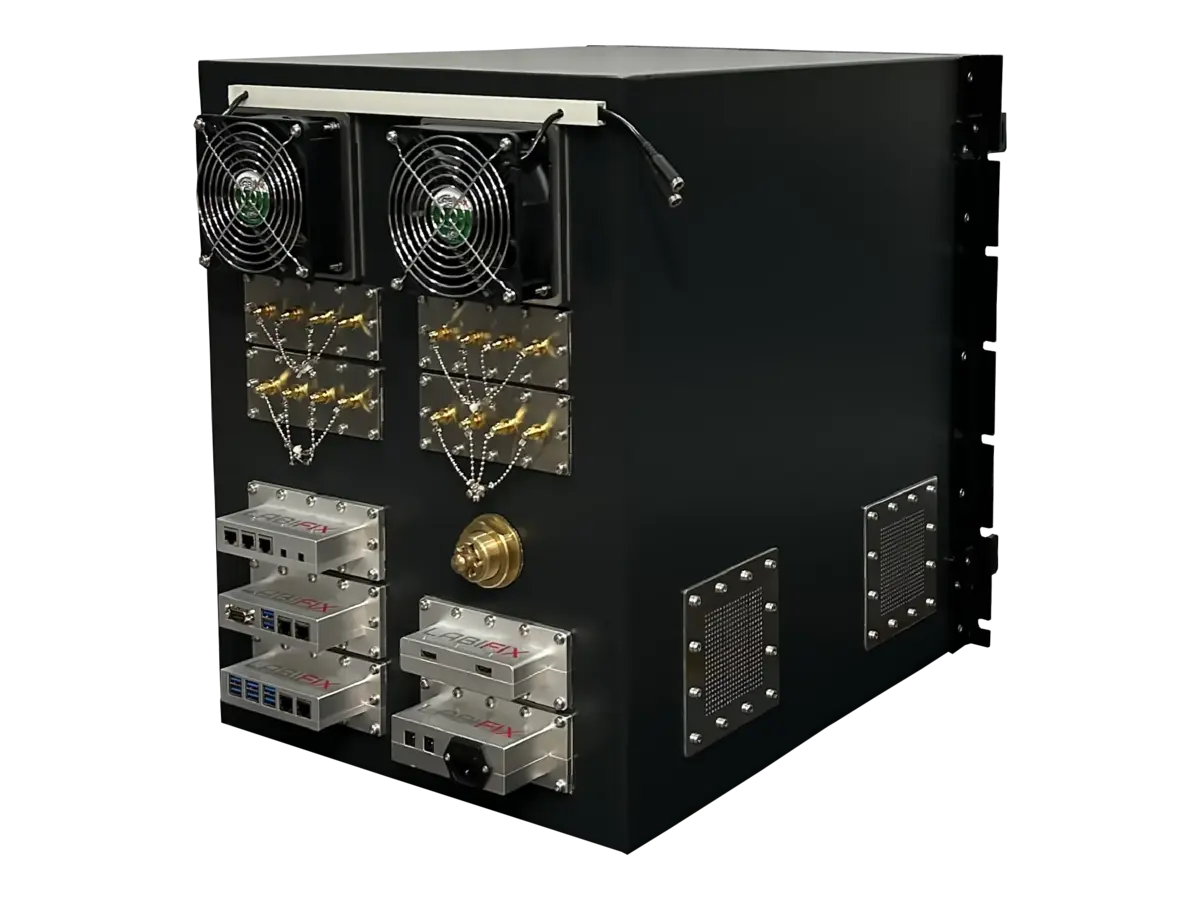 rear-right view of LBX4080 rackmount rf shielding cabinet for research lab testing