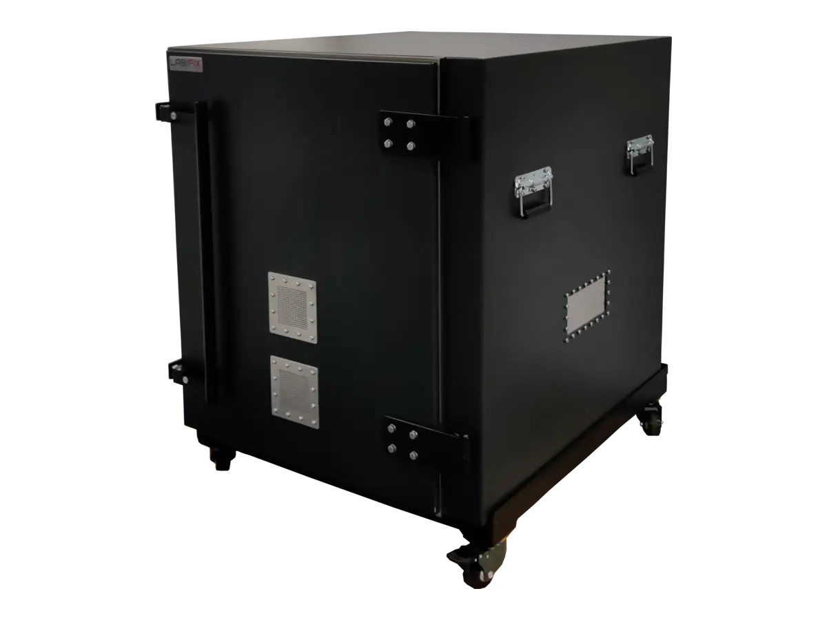 front-left view of LBX9100 standalone RF shielded chamber for military electronics and secure communications validation