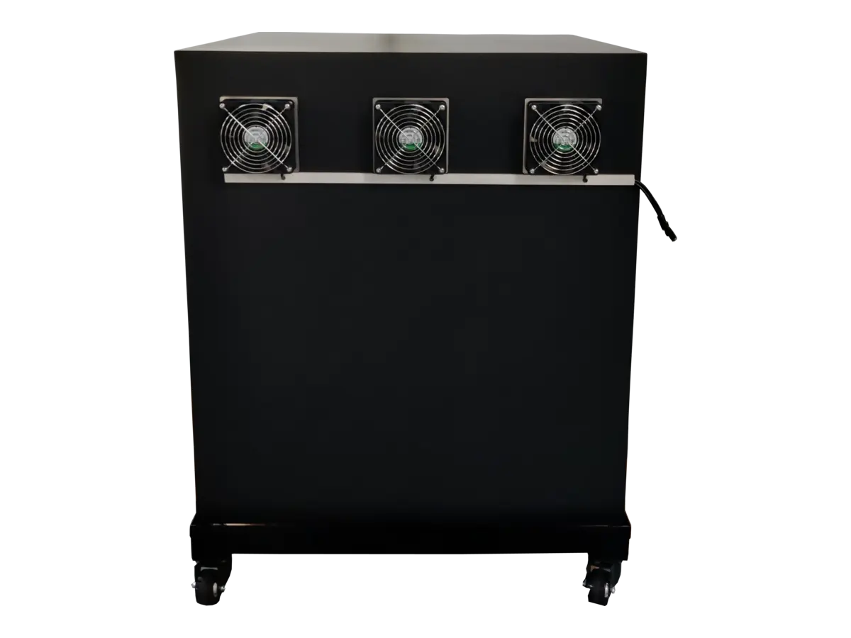 rear view of LBX9100 standalone RF shielded chamber with enterprise compliance systems and RF controls