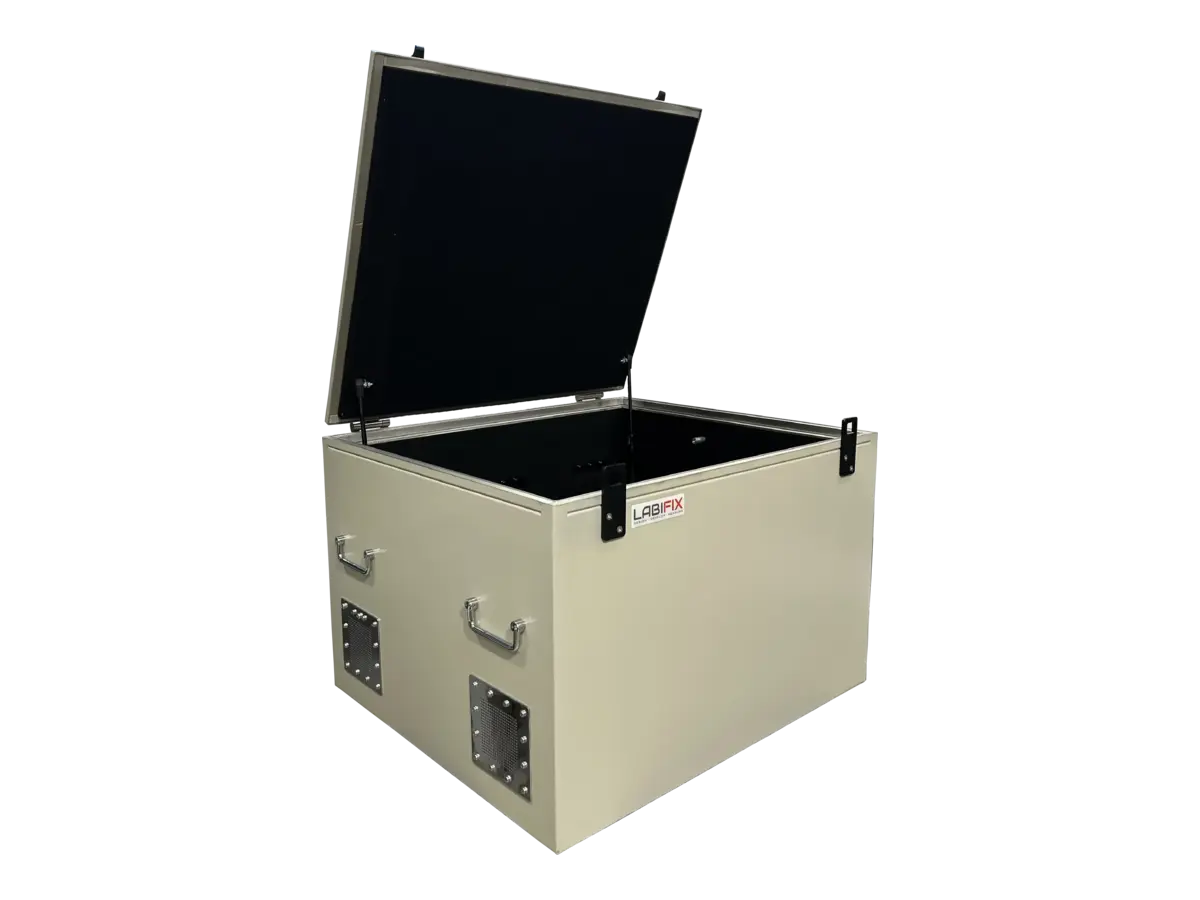 LBX3400 benchtop rf shielded enclosure front-right view for bluetooth device validation