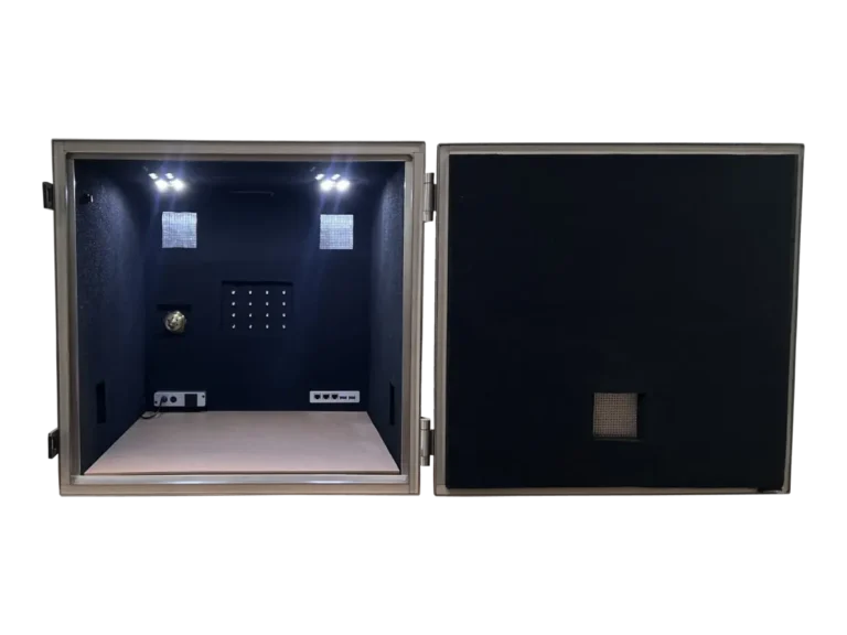 interior view of LBX6250 benchtop rf chamber for embedded diagnostics and antenna containment