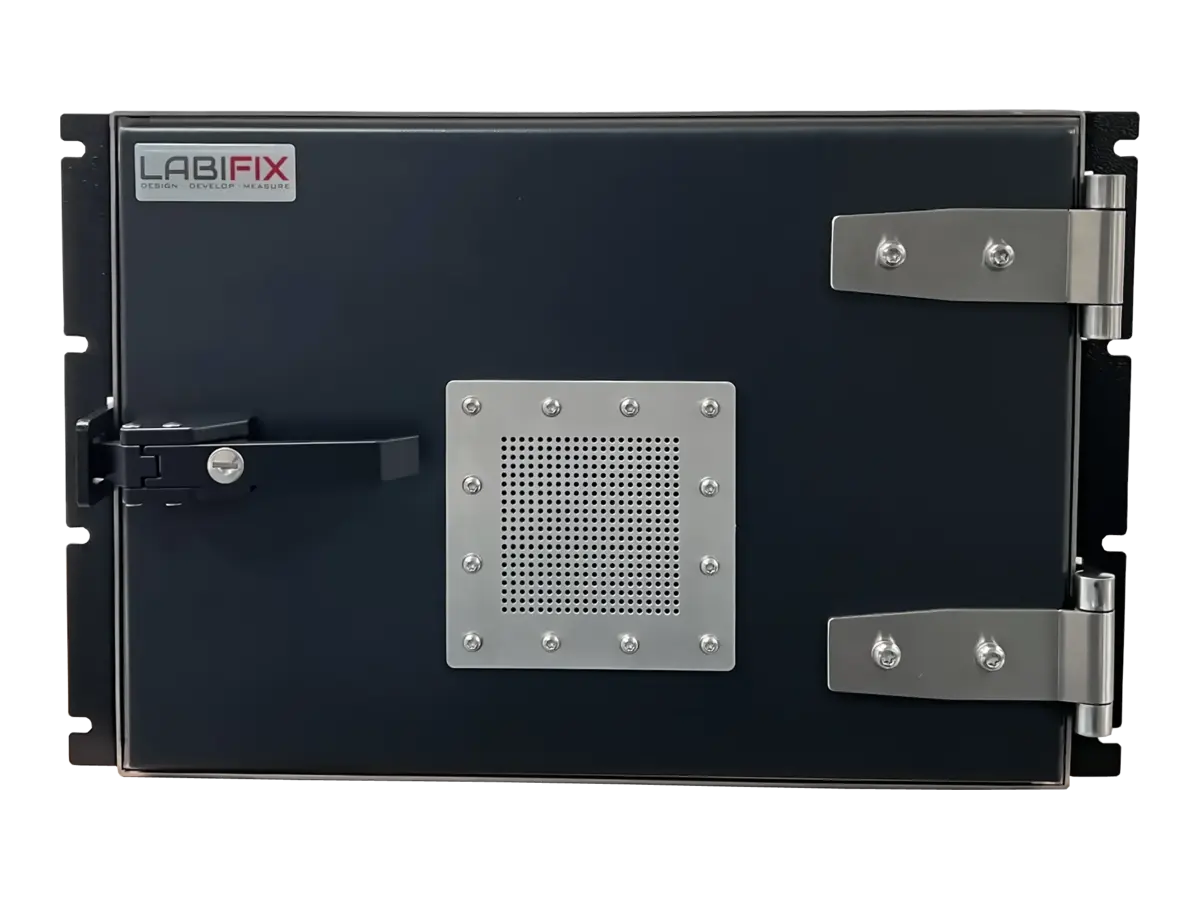 front view of LBX2002 rackmount rf enclosure system for high throughput device validation