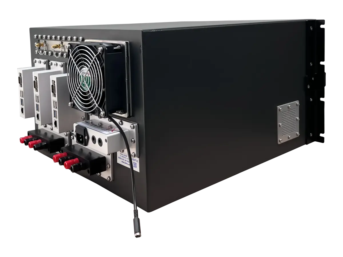 rear-right view of LBX2002 rackmount rf shielding system for automated throughput testing