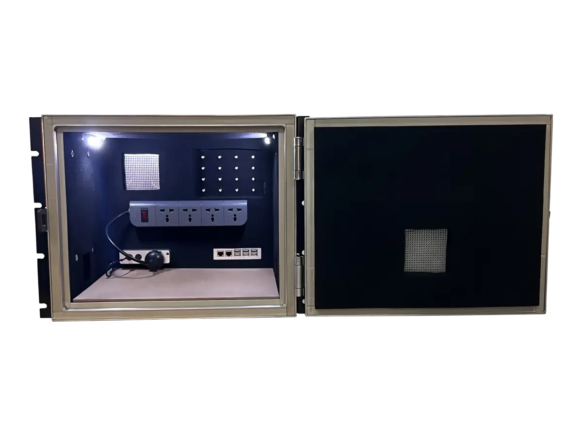 interior view of LBX2100 rf shielded enclosure with absorber configuration for mimo testing