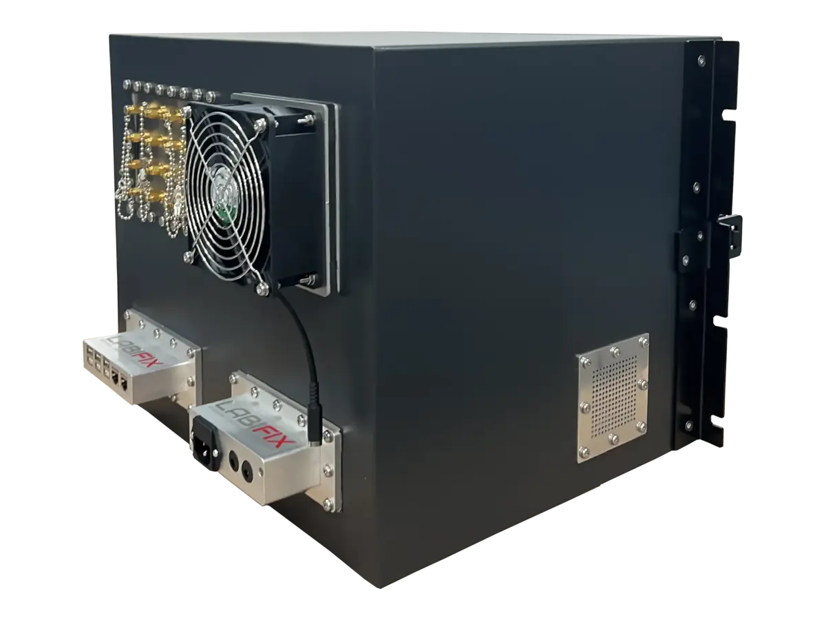 rear-right view of LBX2100 rackmount rf shielding system for automated throughput validation