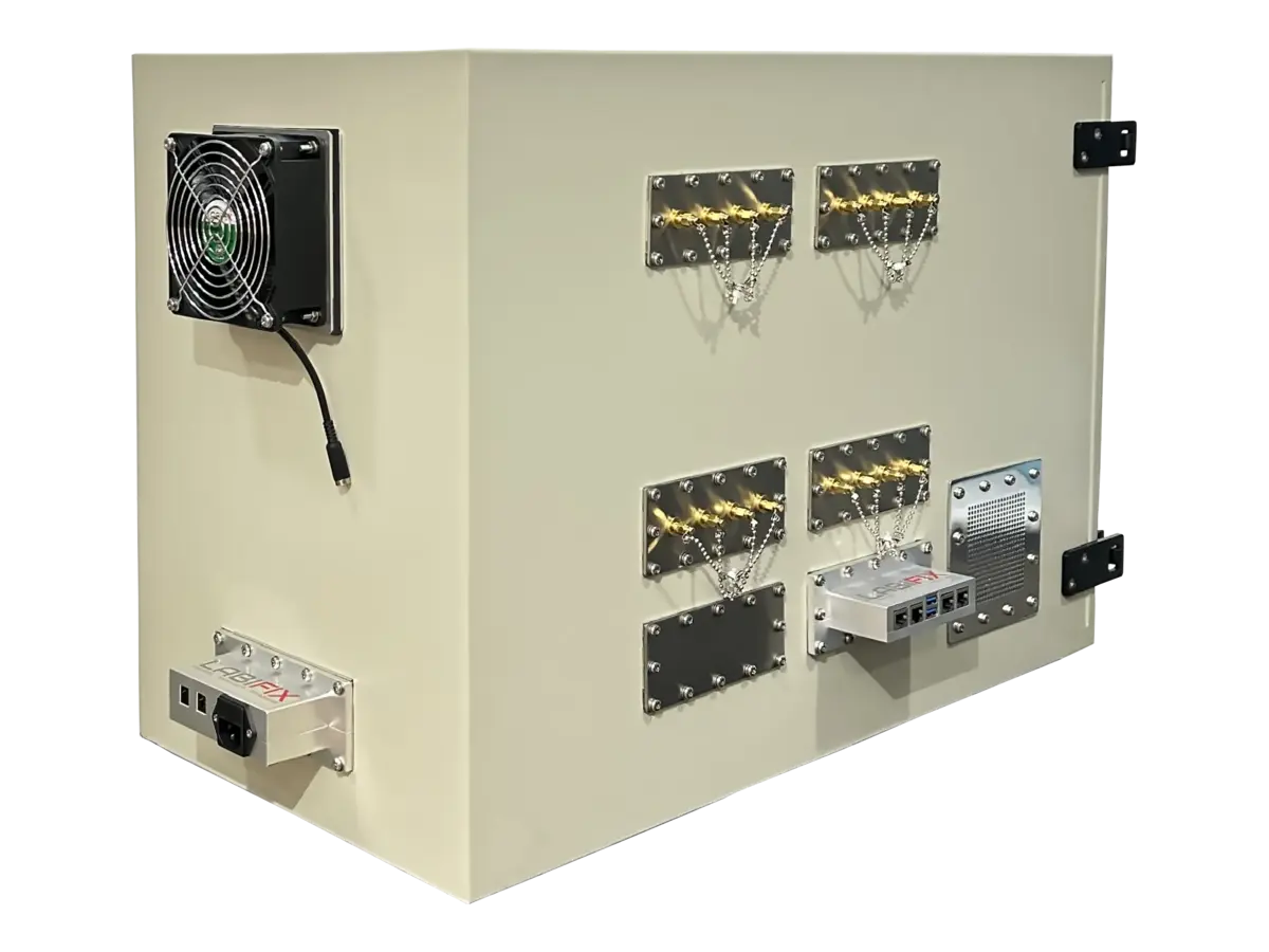 portable rf shielded test box LBX2070 rear-right angle for throughput and device certification