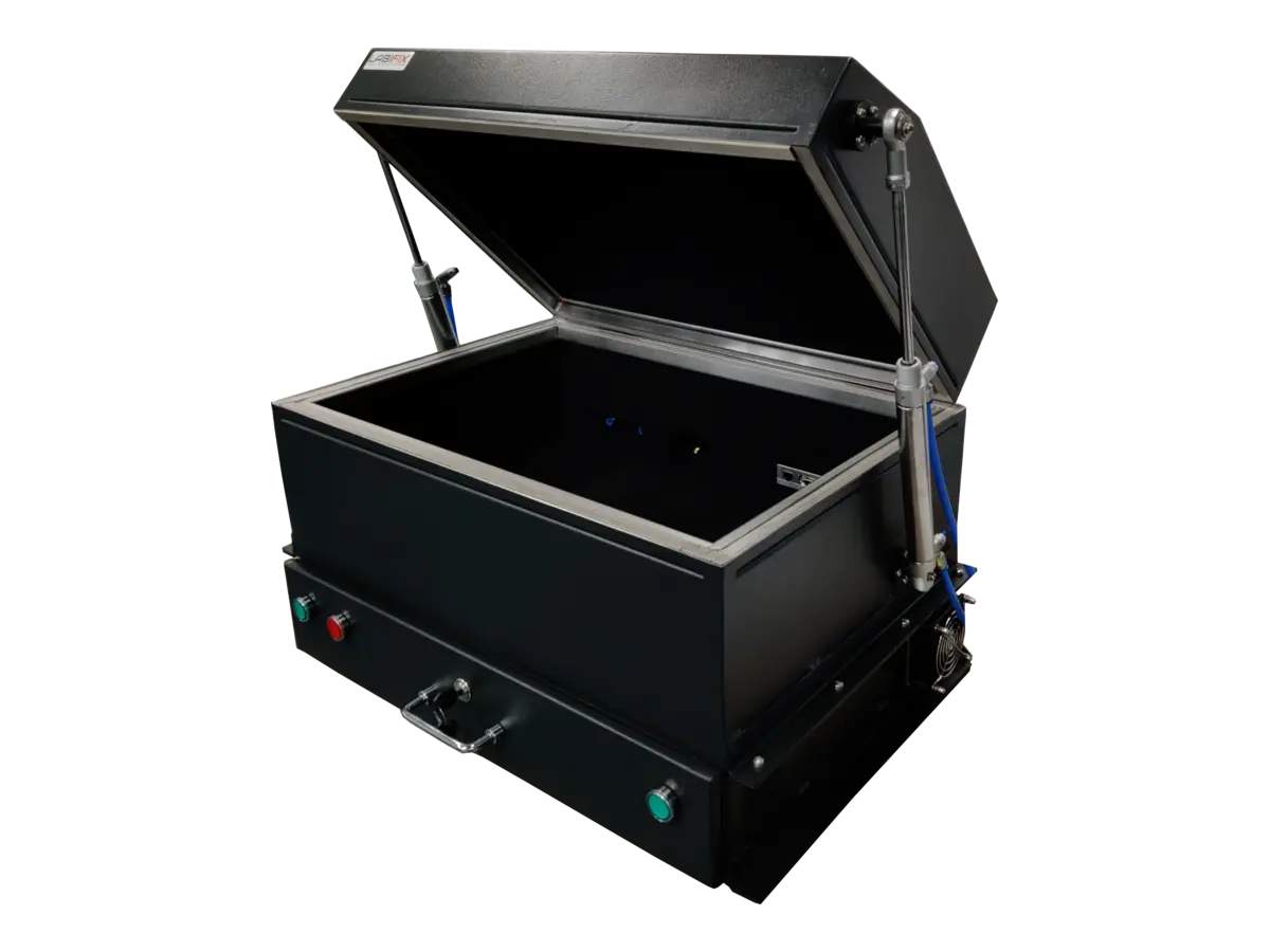 interior view of LBX3000 pneumatic RF chamber for rapid antenna testing and signal isolation