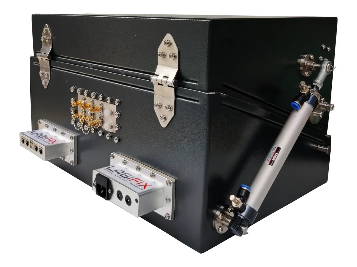 rear-right view of LBX3500 pneumatic RF test box for environmental monitoring and remote telemetry systems