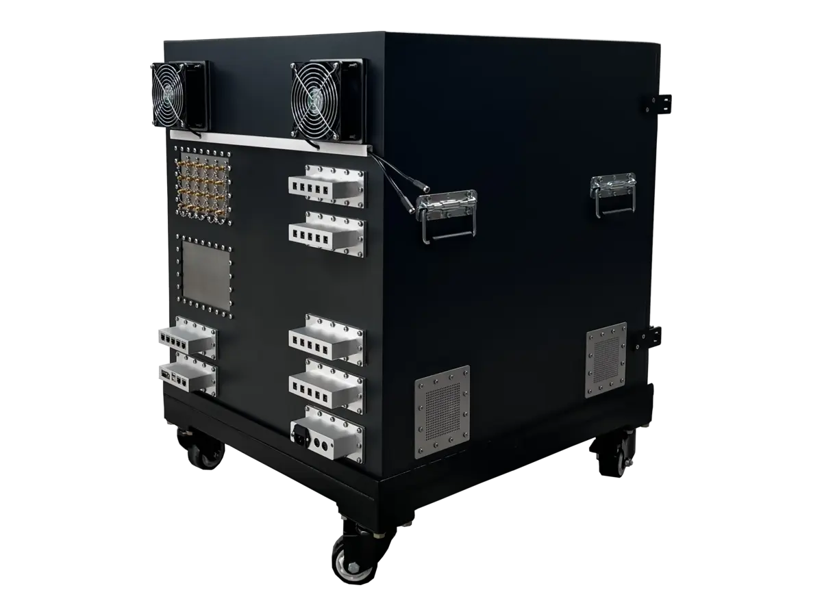 rear-right view of LBX6500 standalone RF chamber for industrial robotics and smart infrastructure testing