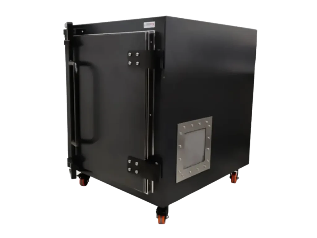 front-left view of LBX9000 standalone RF test chamber for aerospace electronics and satellite system validation