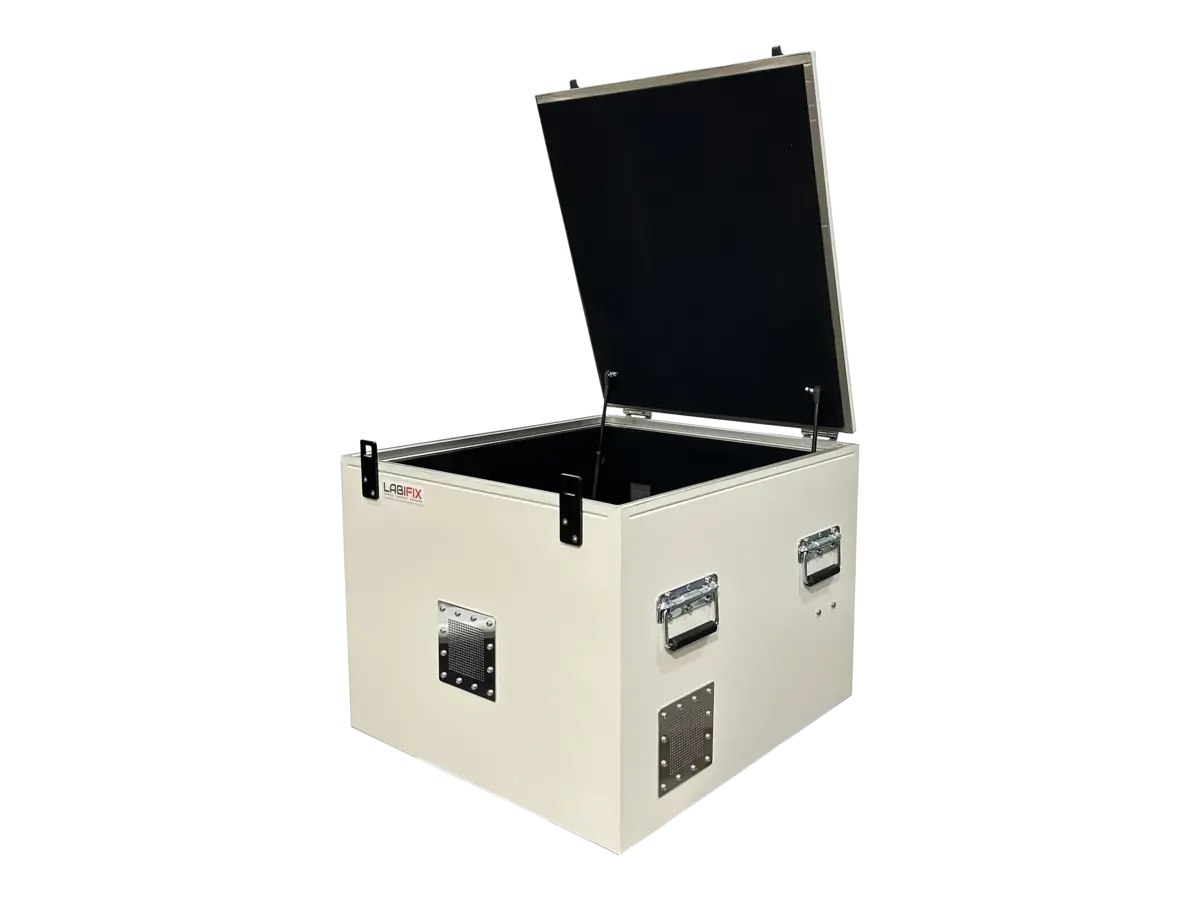 front-left view of LBX3560 benchtop rf test enclosure for wireless product validation