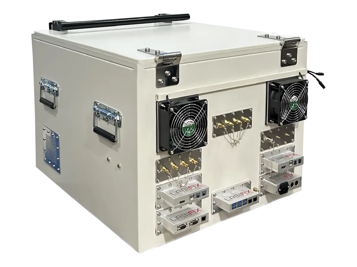 LBX3560 benchtop rf test enclosure rear-left view for healthcare electronics prototyping