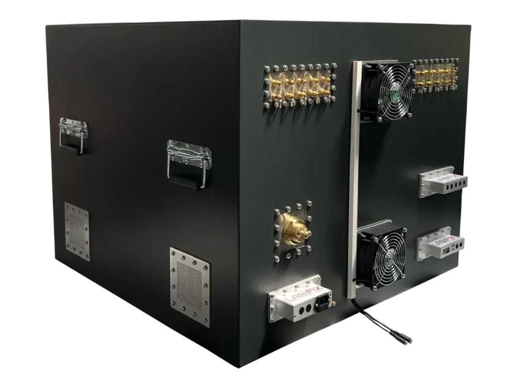 LBX5800 benchtop rf test enclosure rear-left view for defense electronics and secure communications